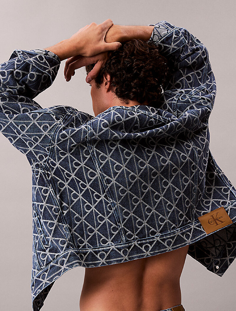 Calvin Klein Mavi Renkli Erkek 90s Indigo Emblem Denim Ceket