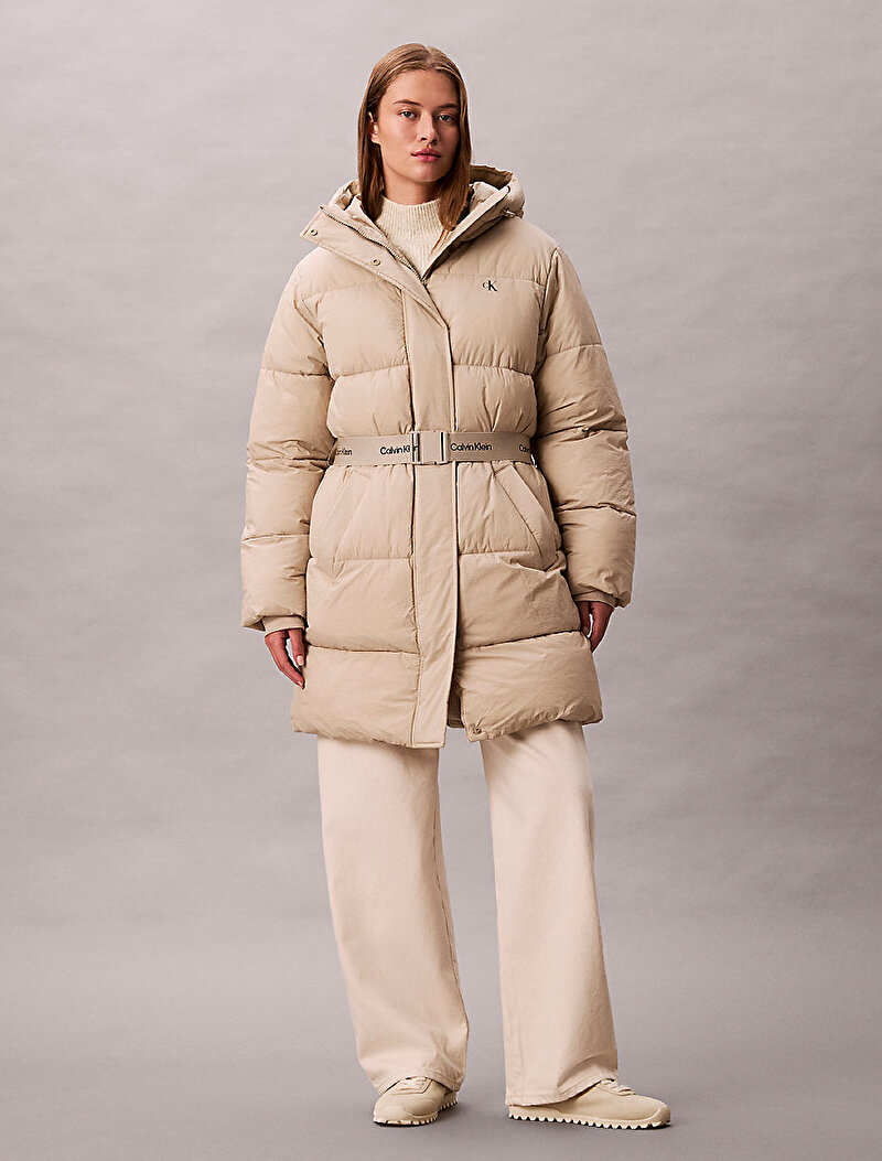 Kadın Belted Midweight Puffer Mont