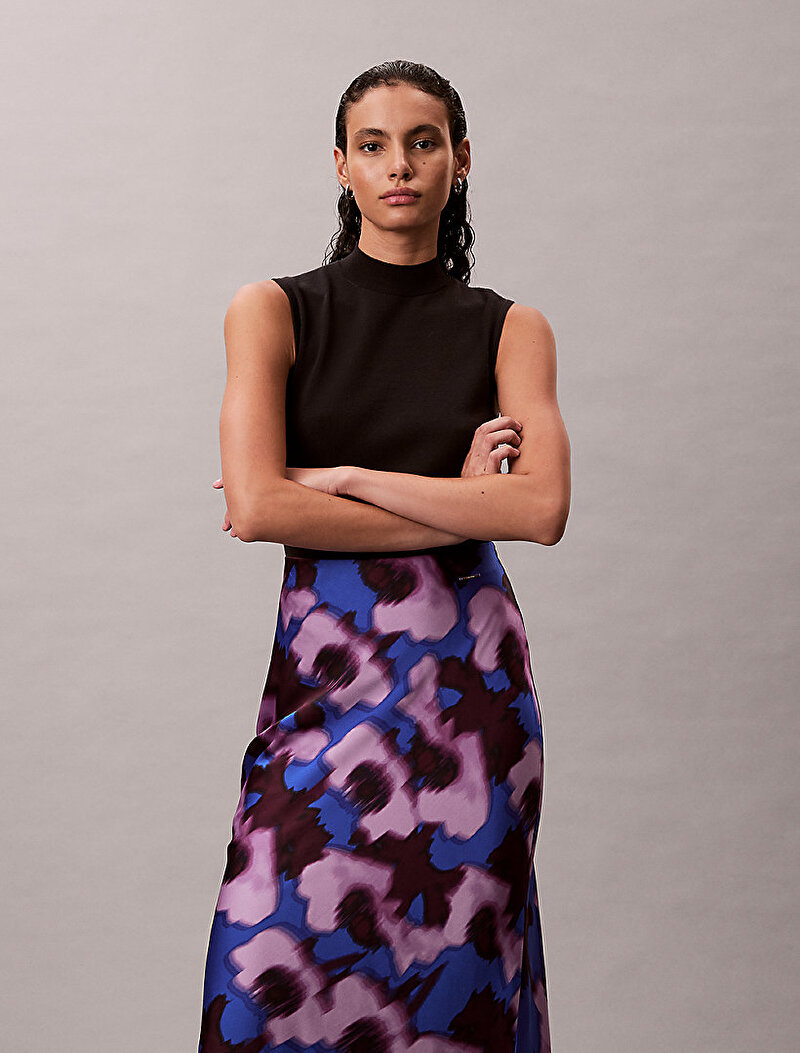 Calvin Klein Çok renkli Renkli Kadın Printed Satin Midi Etek
