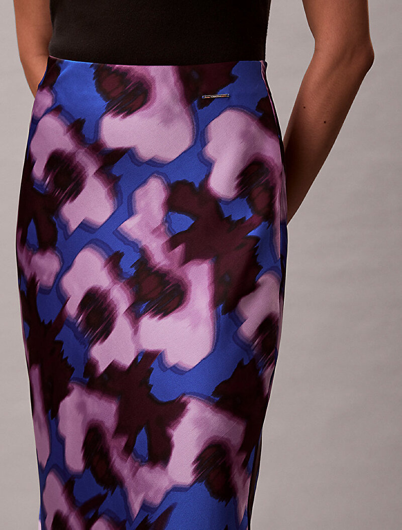 Calvin Klein Çok renkli Renkli Kadın Printed Satin Midi Etek