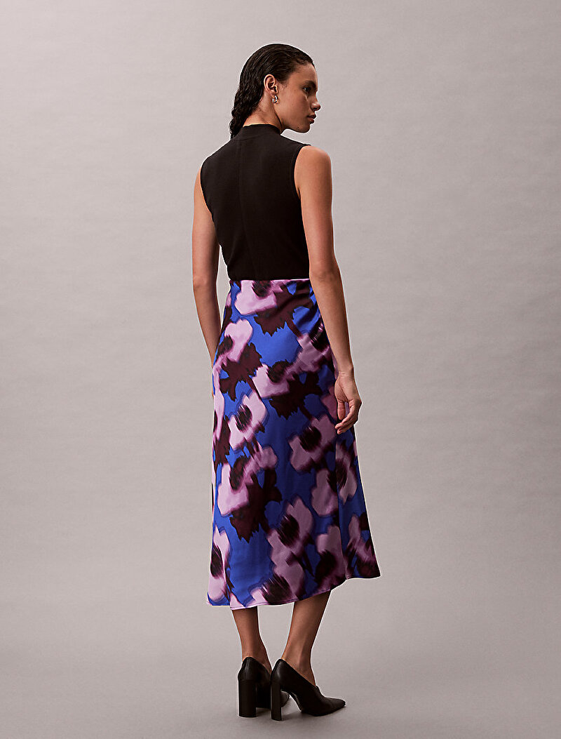 Calvin Klein Çok renkli Renkli Kadın Printed Satin Midi Etek