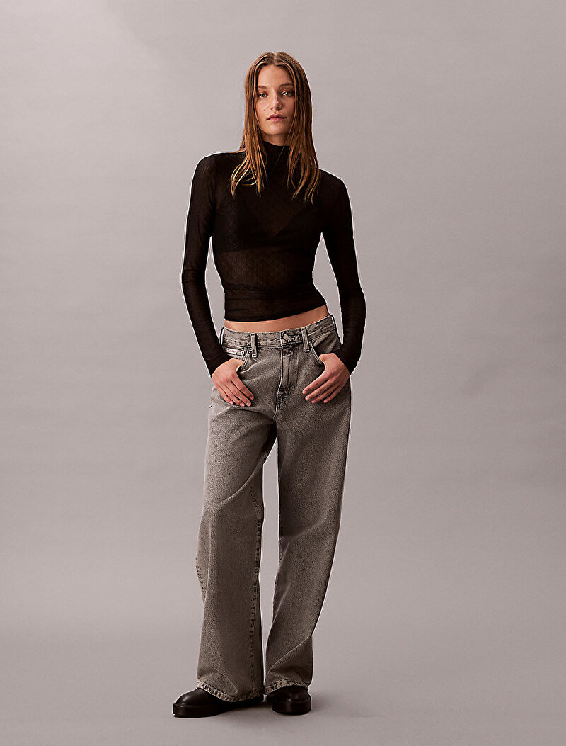 Calvin Klein Gri Renkli Kadın The Wide Leg Grey Jean Pantolon