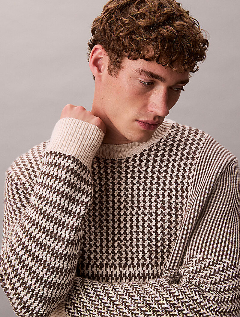 Calvin Klein Kahverengi Renkli Erkek Wool Kazak