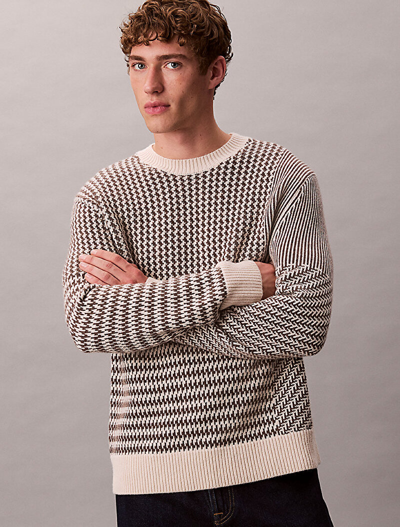 Calvin Klein Kahverengi Renkli Erkek Wool Kazak