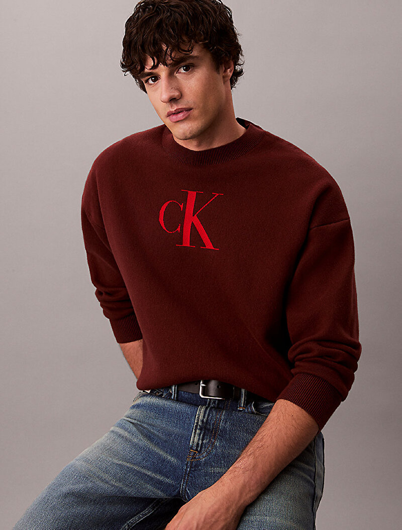 Calvin Klein Kahverengi Renkli Erkek Kaşmir Kazak