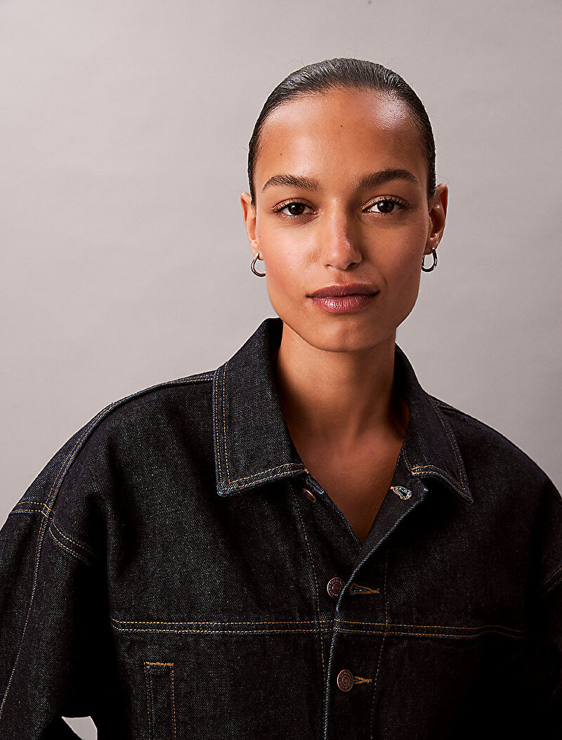 Calvin Klein Lacivert Renkli Kadın Articulated Denim Ceket