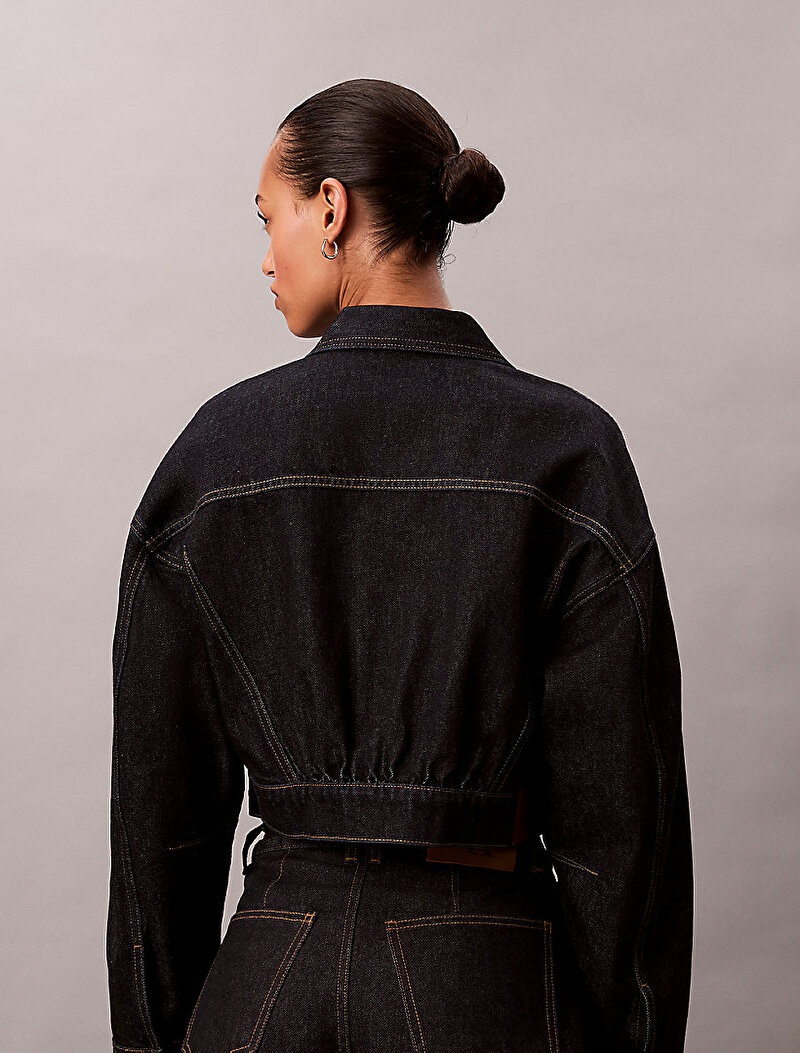 Calvin Klein Lacivert Renkli Kadın Articulated Denim Ceket