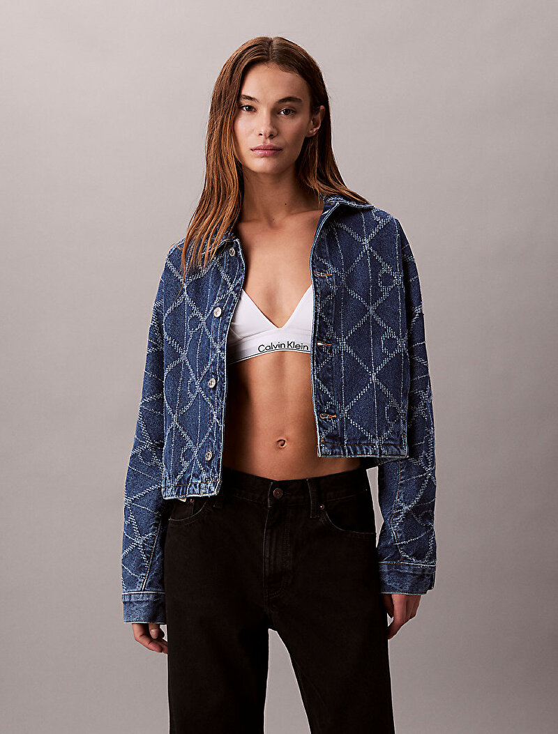 Calvin Klein Mavi Renkli Kadın Articulated Denim Ceket