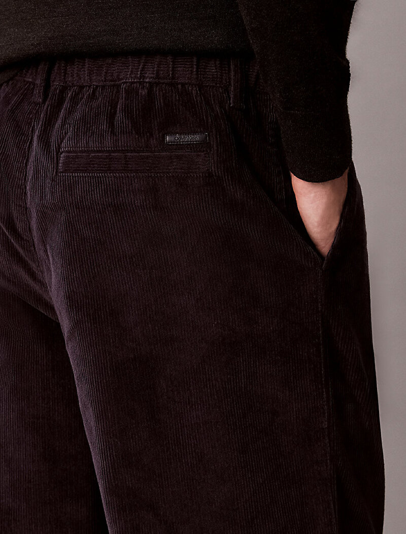 Calvin Klein Siyah Renkli Erkek Corduroy Pleated Pantolon