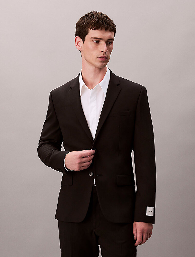 Calvin Klein Siyah Renkli Erkek Italian Wool Blend Blazer