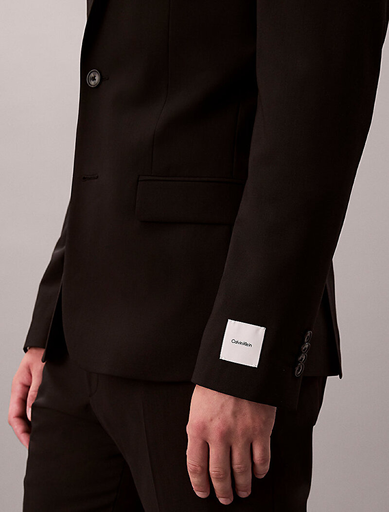Calvin Klein Siyah Renkli Erkek Italian Wool Blend Blazer