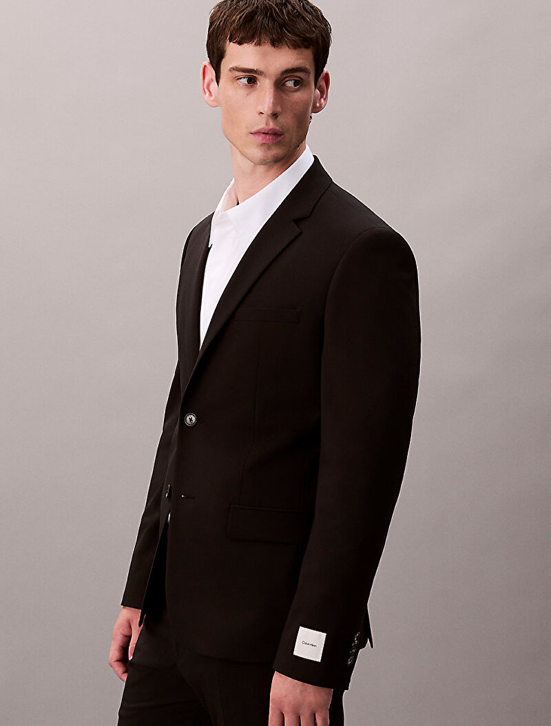 Calvin Klein Siyah Renkli Erkek Italian Wool Blend Blazer