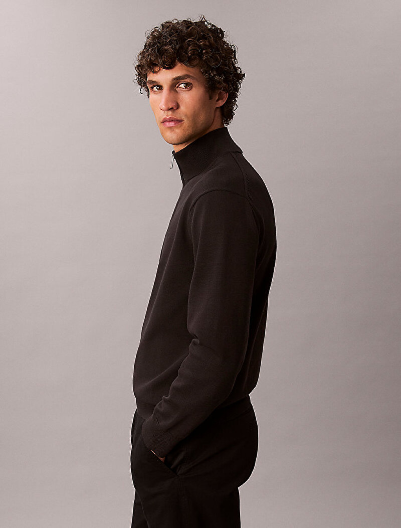 Calvin Klein Siyah Renkli Erkek Supima Kazak