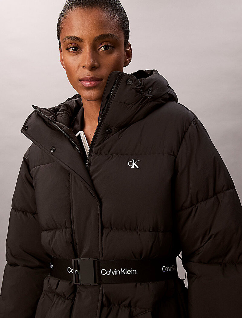 Calvin Klein Siyah Renkli Kadın Belted Midweight Puffer Mont