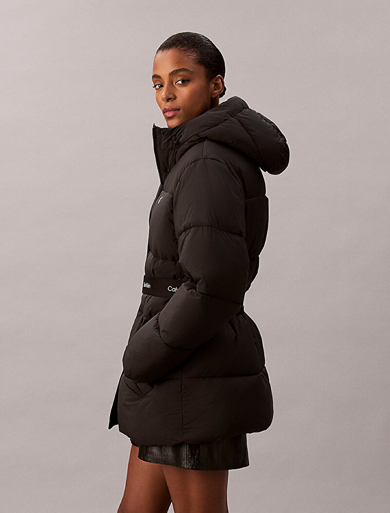 Calvin Klein Siyah Renkli Kadın Belted Midweight Puffer Mont