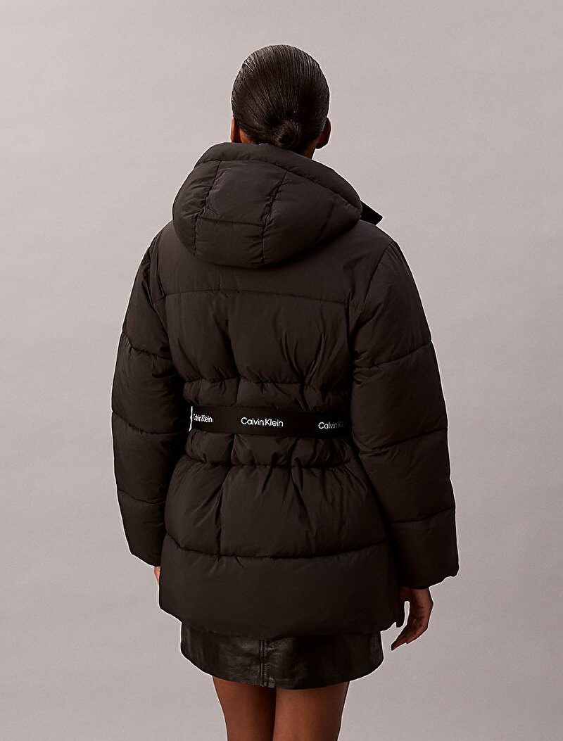 Calvin Klein Siyah Renkli Kadın Belted Midweight Puffer Mont