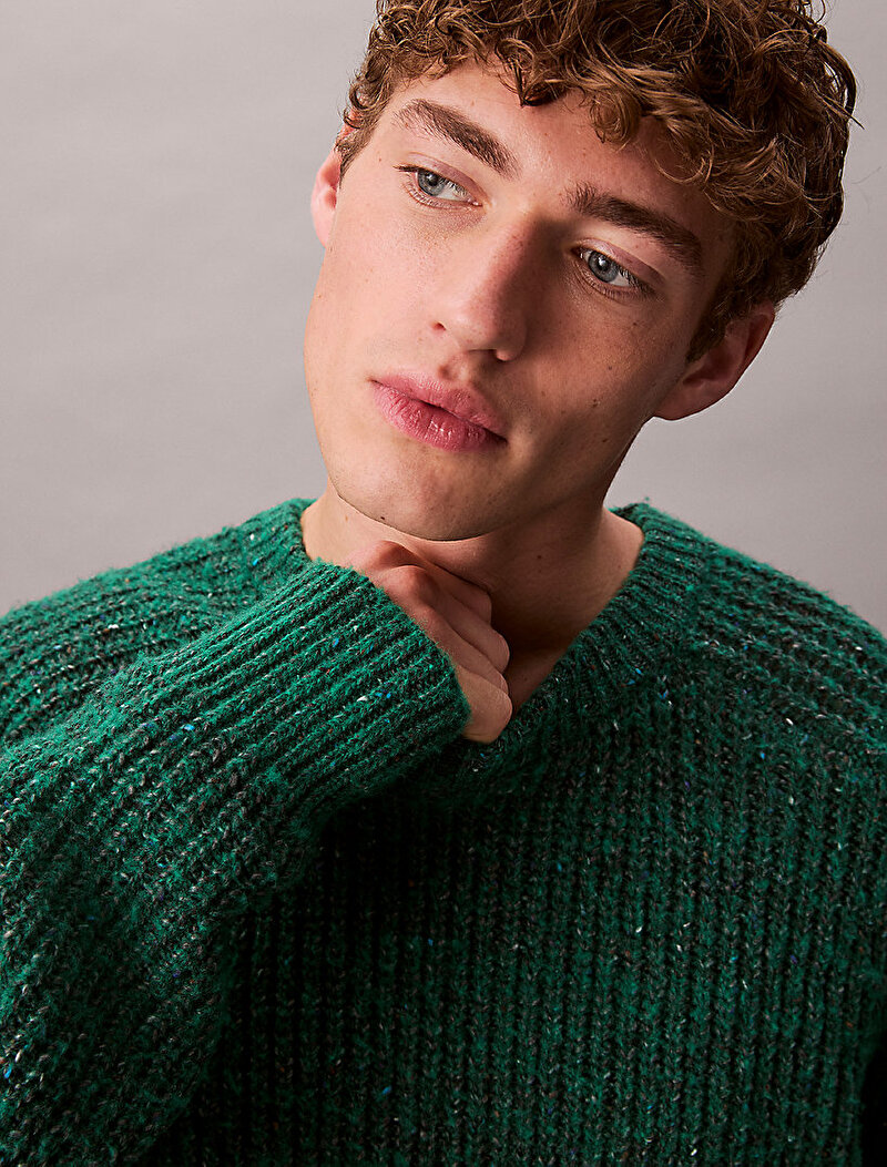 Calvin Klein Yeşil Renkli Erkek Novelty Yarn Kazak