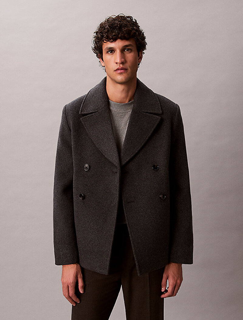 Calvin Klein Gri Renkli Erkek Face Concrete Kaban