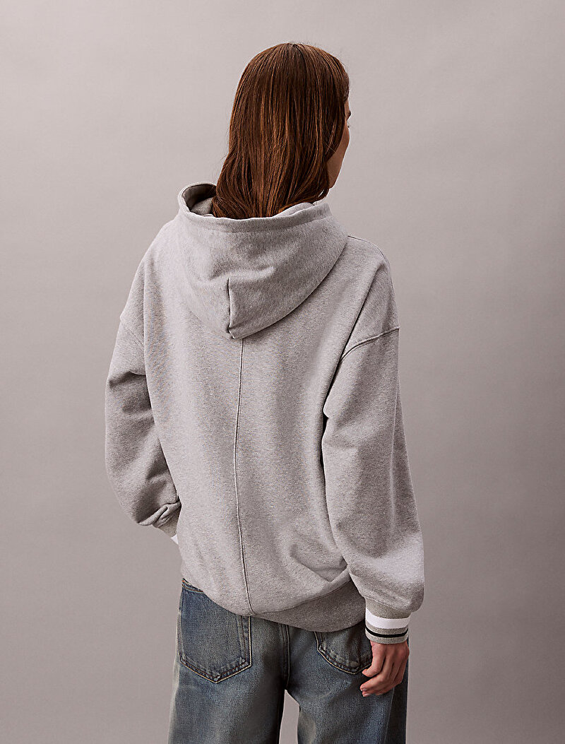 Calvin Klein Gri Renkli Kadın Rib Hoodie