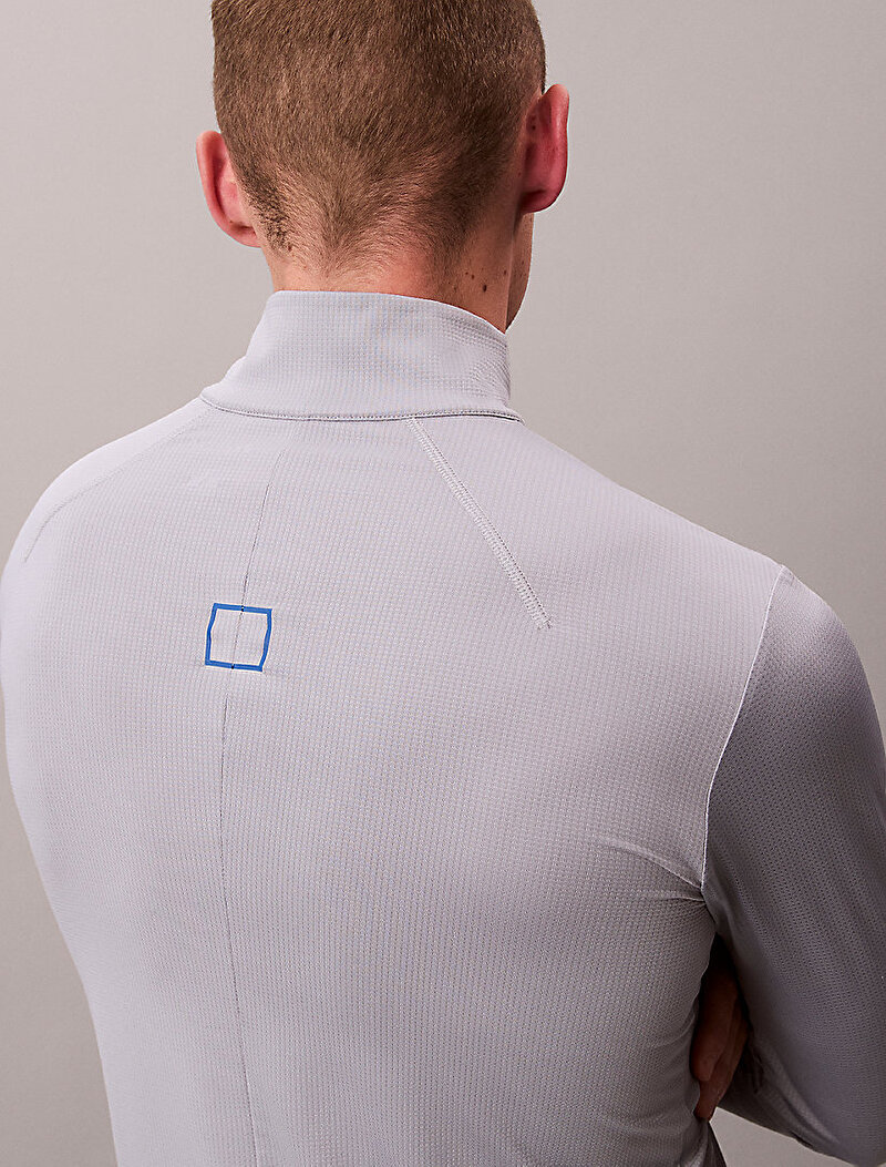 Calvin Klein Gri Renkli Erkek Zip Uzu Kollu T-shirt