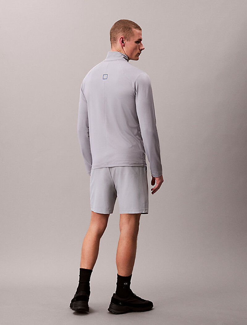 Calvin Klein Gri Renkli Erkek Zip Uzu Kollu T-shirt