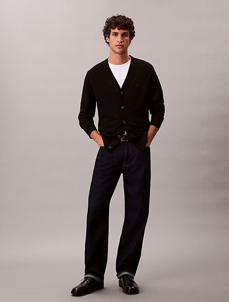 Calvin Klein Siyah Renkli Erkek Merino Hırka