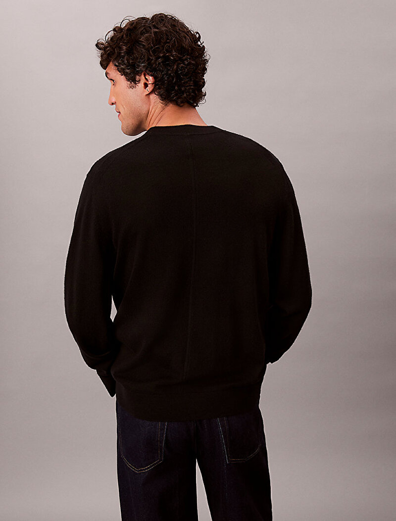 Calvin Klein Siyah Renkli Erkek Merino Hırka