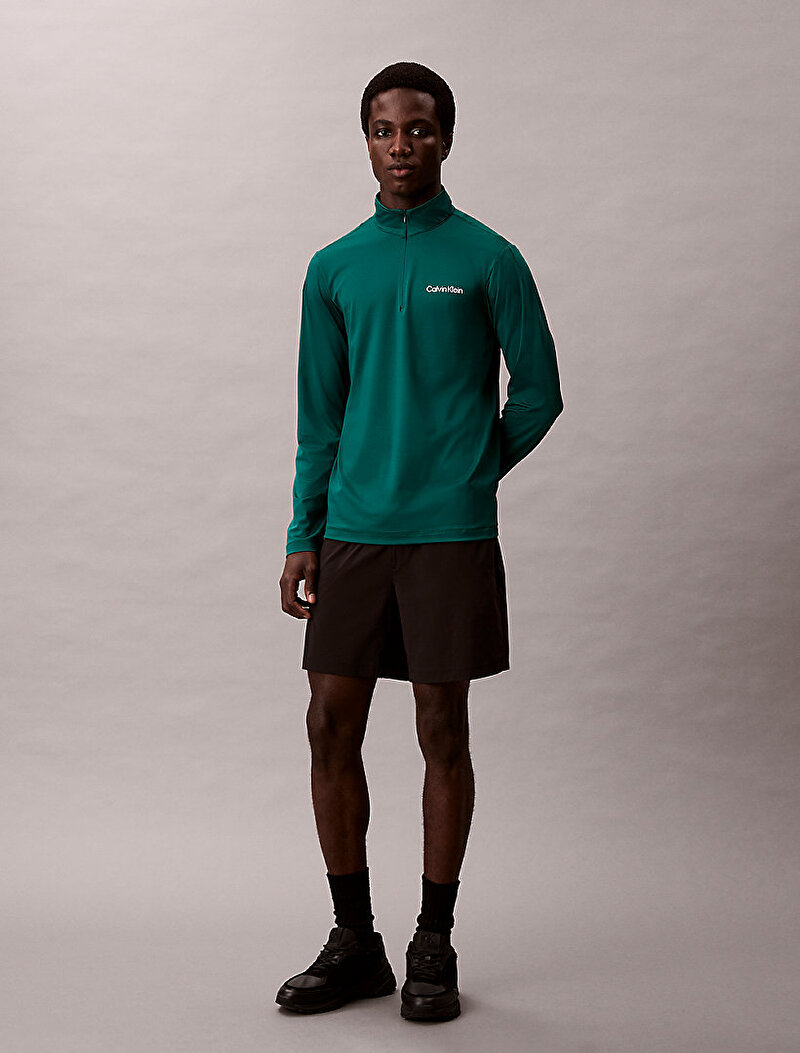 Calvin Klein Yeşil Renkli Erkek Zip Uzu Kollu T-shirt