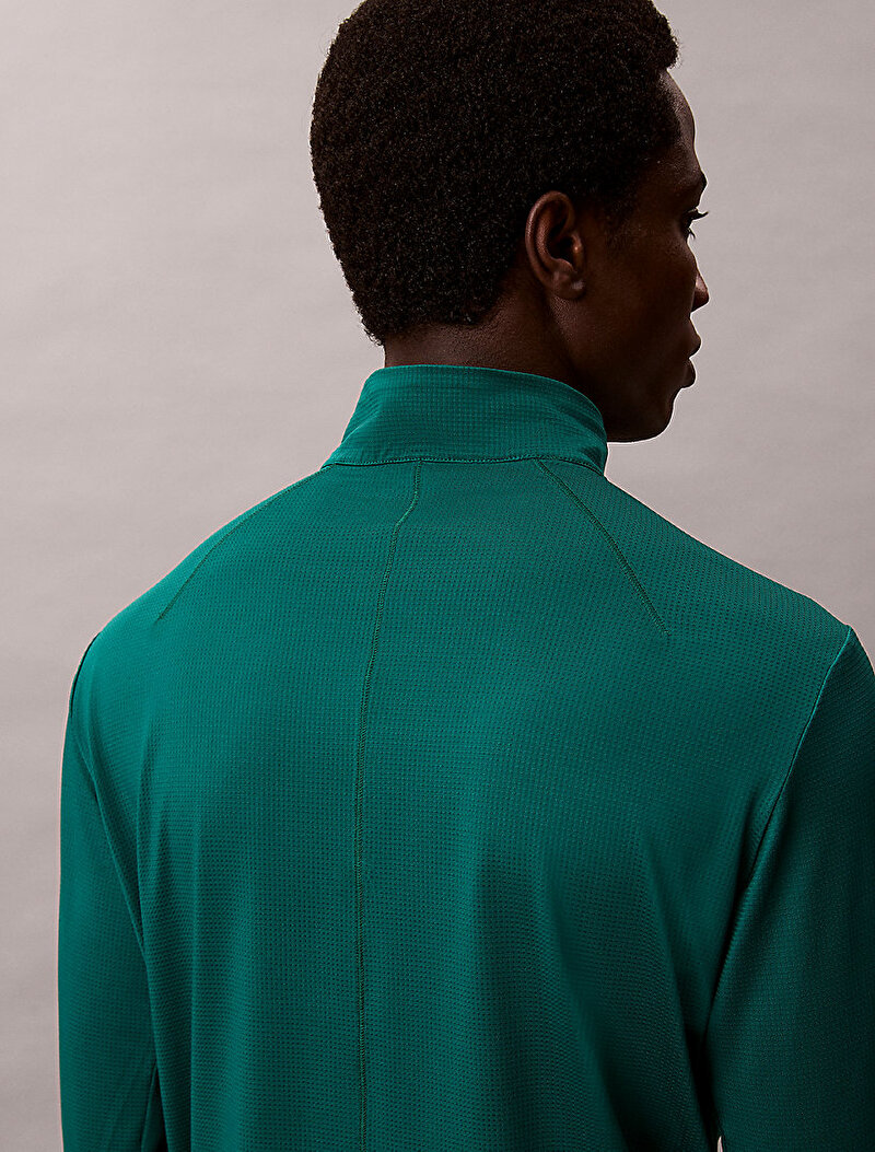 Calvin Klein Yeşil Renkli Erkek Zip Uzu Kollu T-shirt