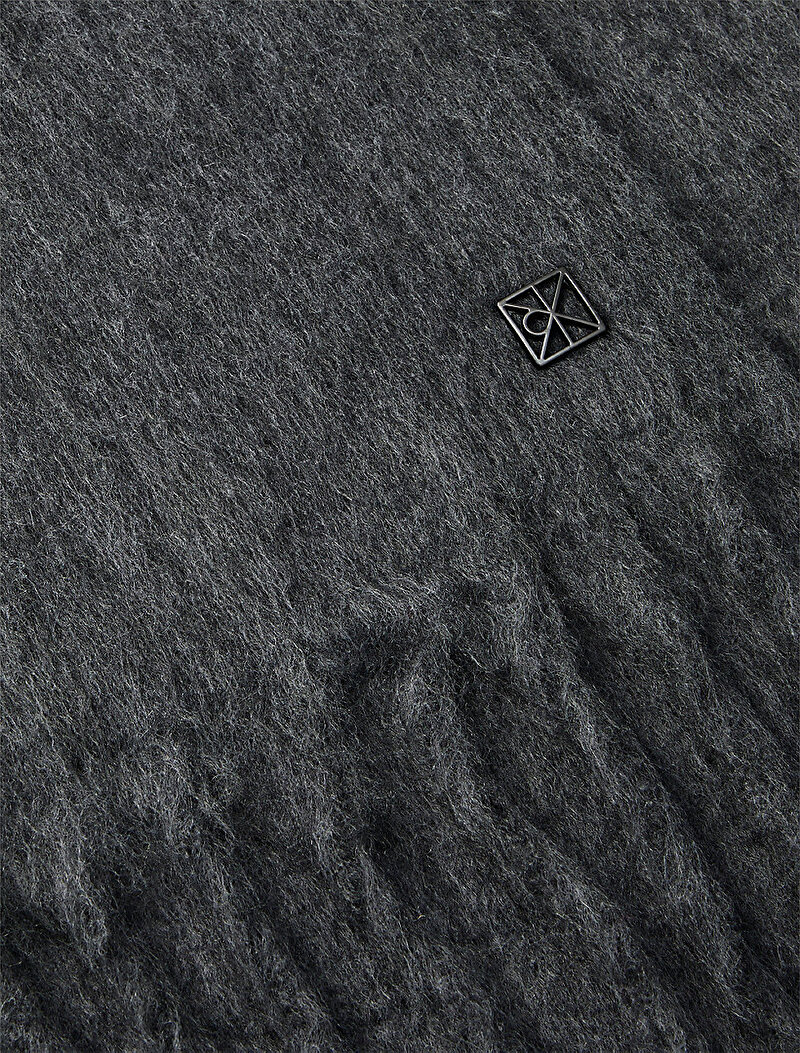 Calvin Klein Gri Renkli Erkek Emblem Brushed Atkı