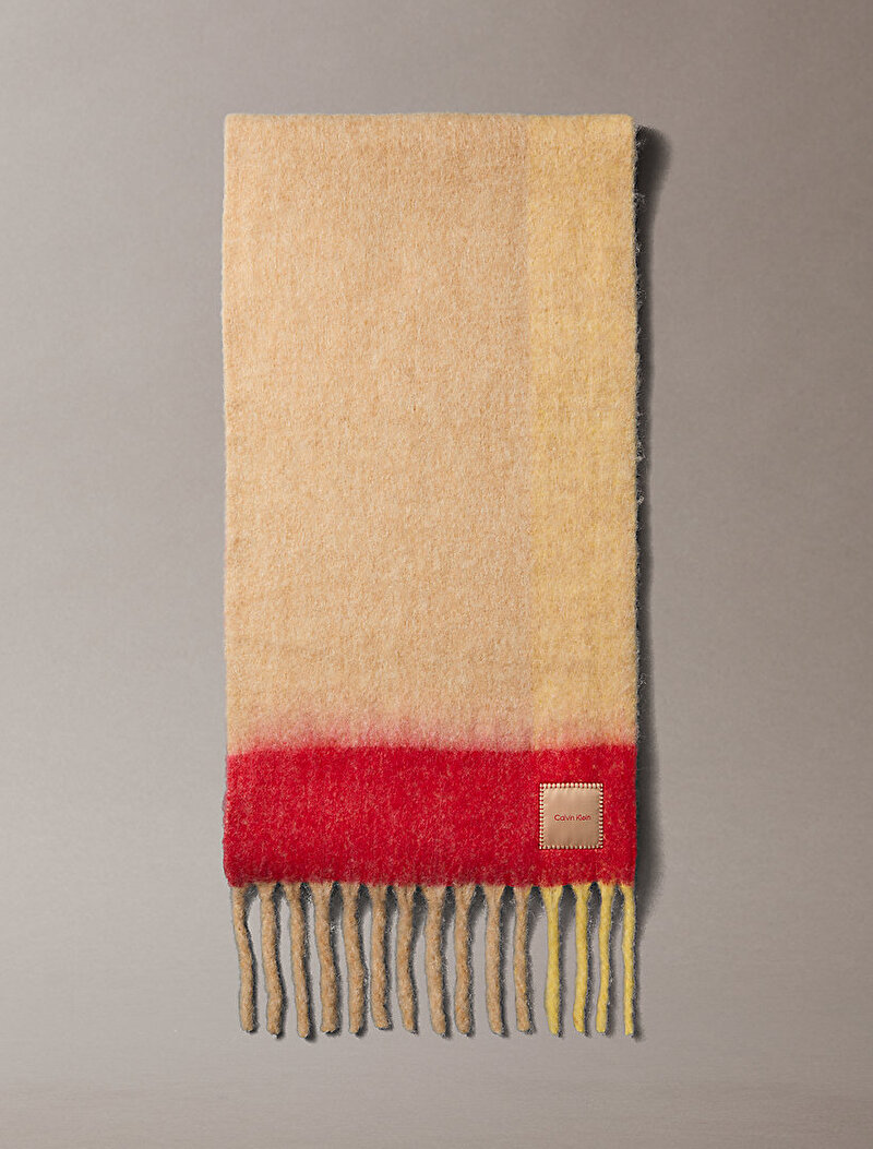 Calvin Klein Kırmızı Renkli Erkek Patch Brushed Checked Atkı