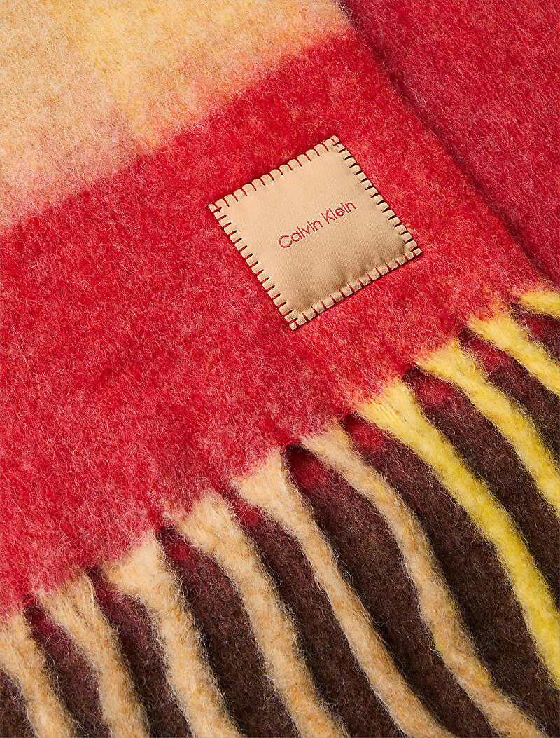 Calvin Klein Kırmızı Renkli Erkek Patch Brushed Checked Atkı