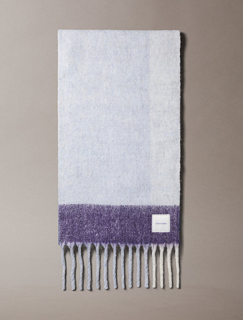 Calvin Klein Mor Renkli Erkek Patch Brushed Checked Atkı