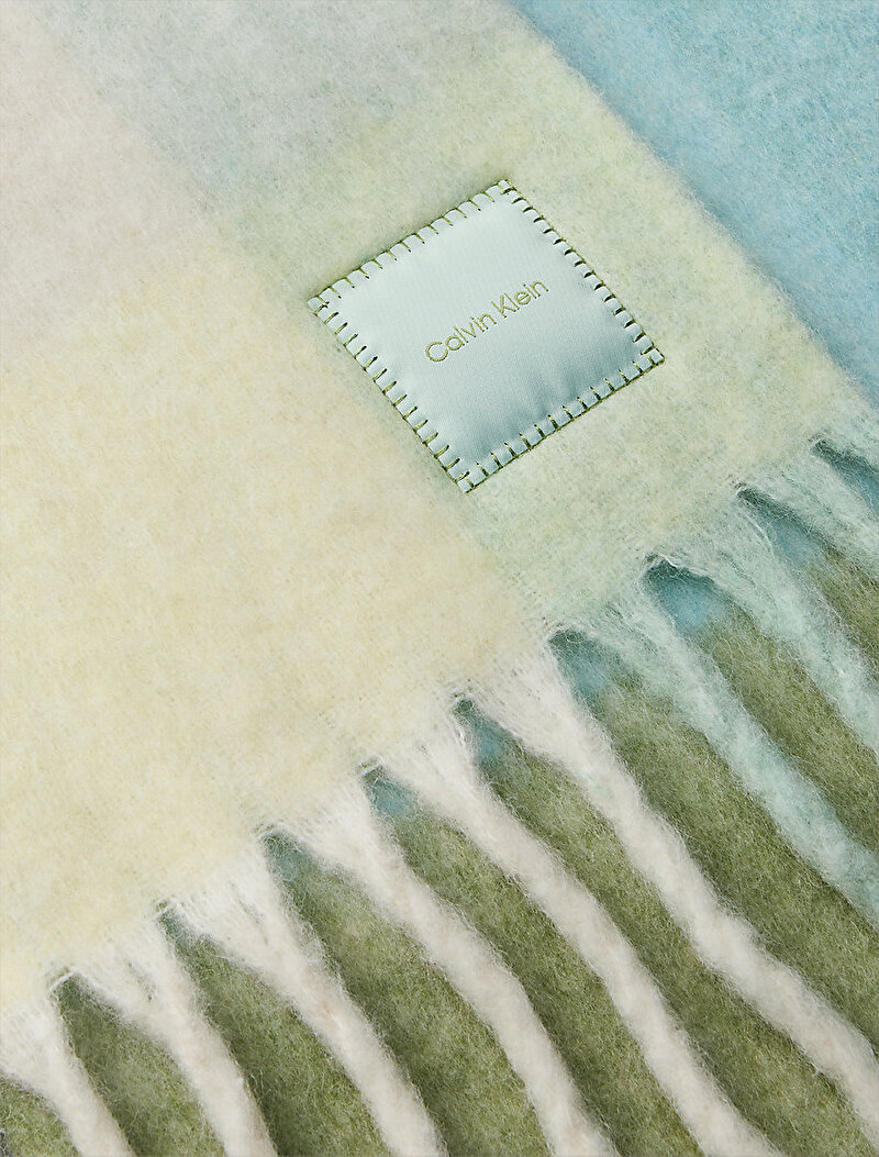 Calvin Klein Sarı Renkli Erkek Patch Brushed Checked Atkı