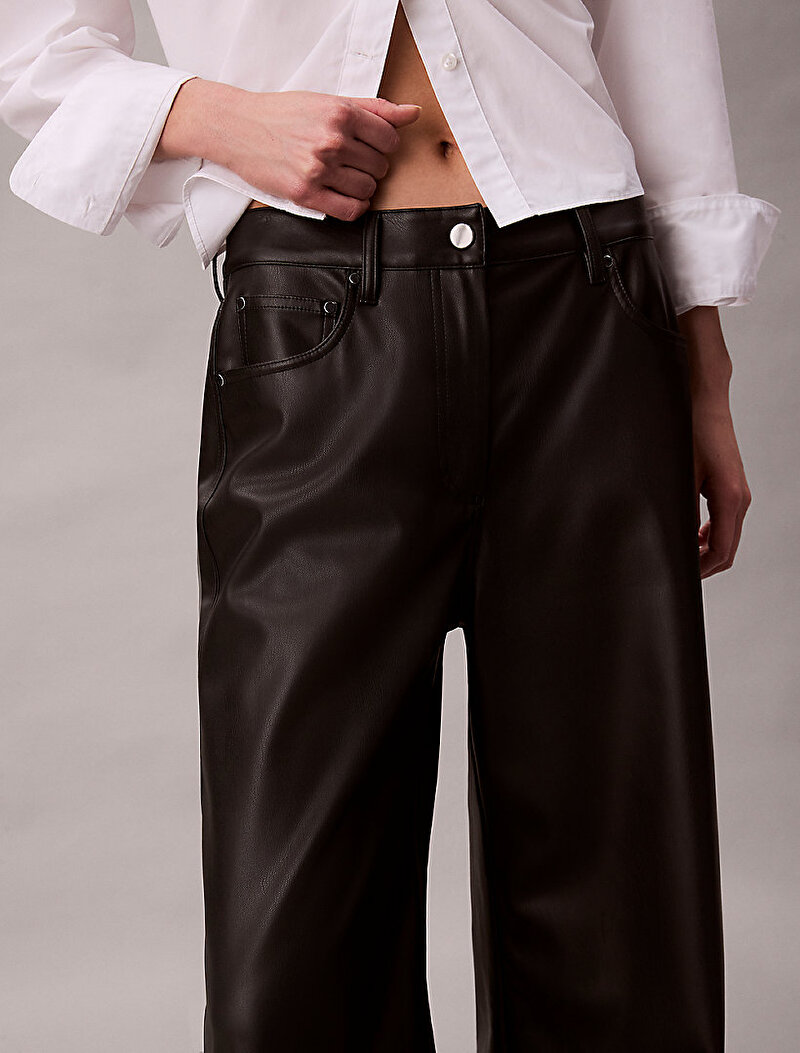Calvin Klein Siyah Renkli Kadın Faux Leather Pantolon