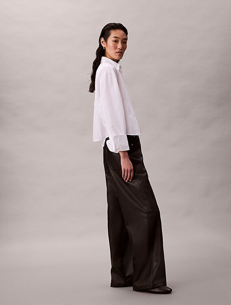 Calvin Klein Siyah Renkli Kadın Faux Leather Pantolon