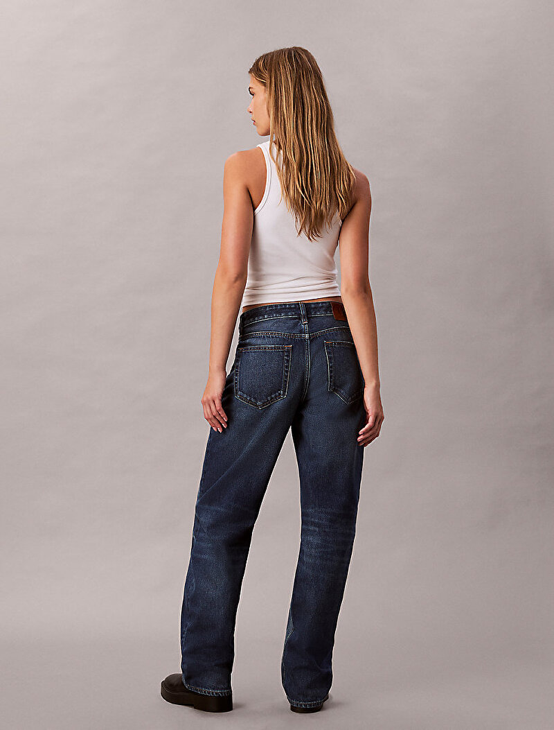 Calvin Klein Lacivert Renkli Kadın Signature 90s Straight Jean Pantolon
