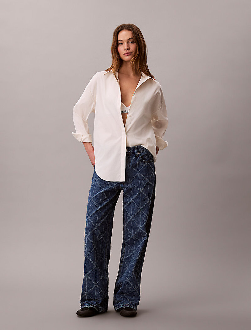 Kadın Low Rise Baggy Jean Pantolon