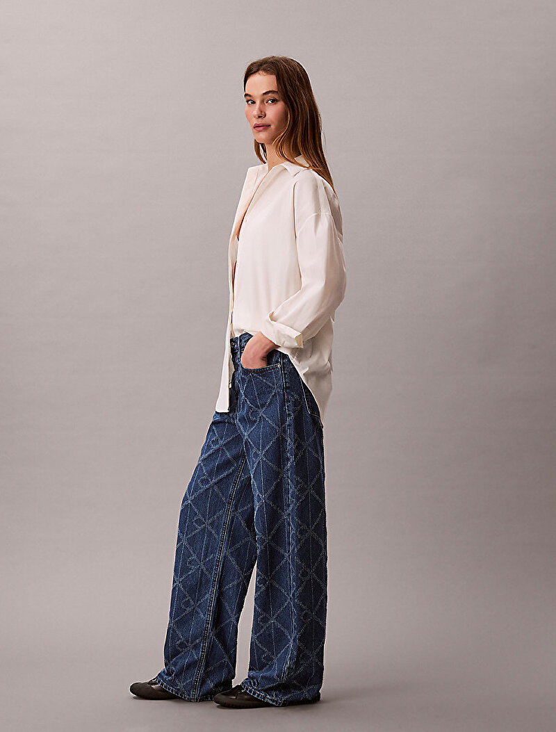 Calvin Klein Mavi Renkli Kadın Low Rise Baggy Jean Pantolon