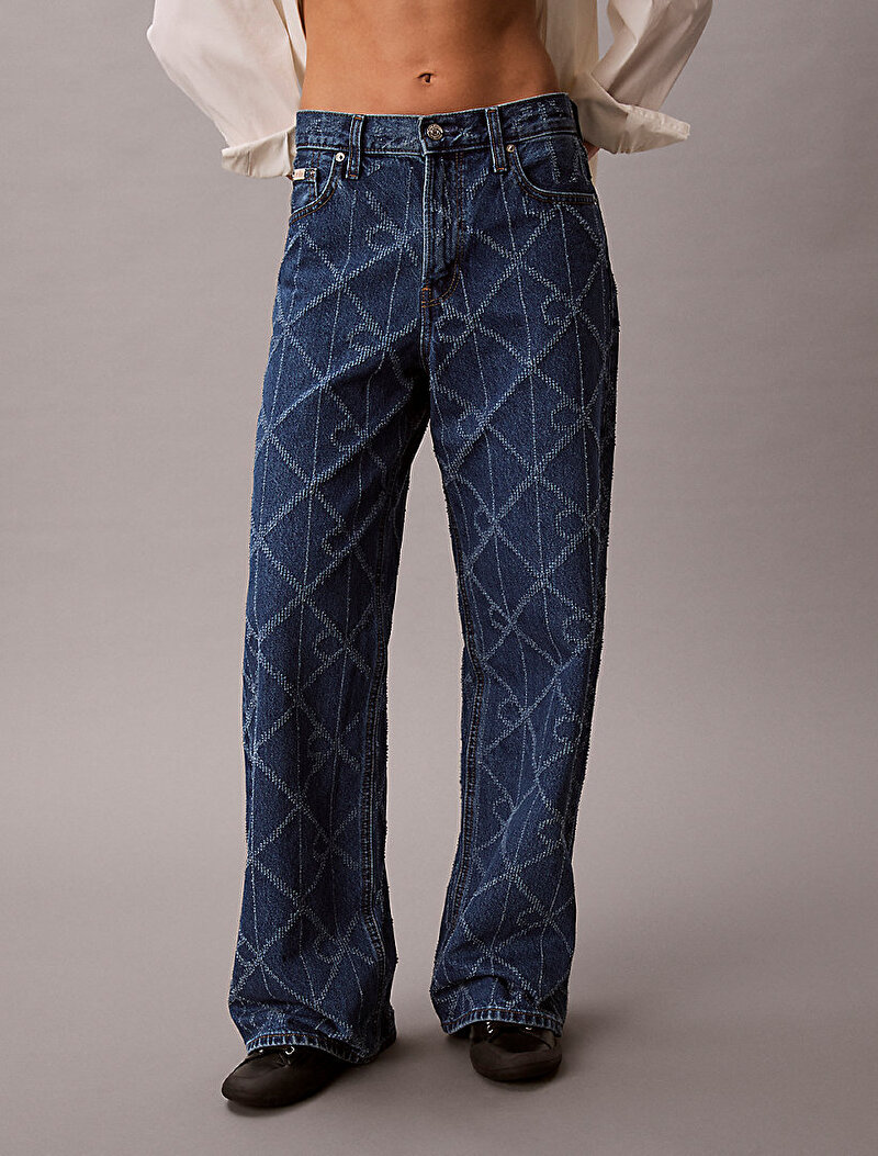 Calvin Klein Mavi Renkli Kadın Low Rise Baggy Jean Pantolon