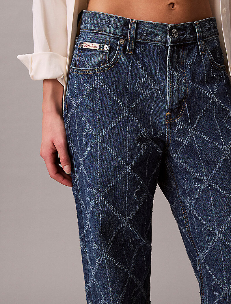 Calvin Klein Mavi Renkli Kadın Low Rise Baggy Jean Pantolon