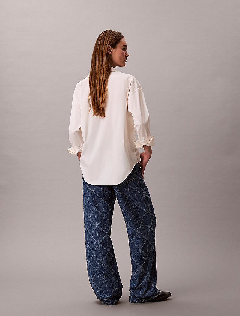 Calvin Klein Mavi Renkli Kadın Low Rise Baggy Jean Pantolon