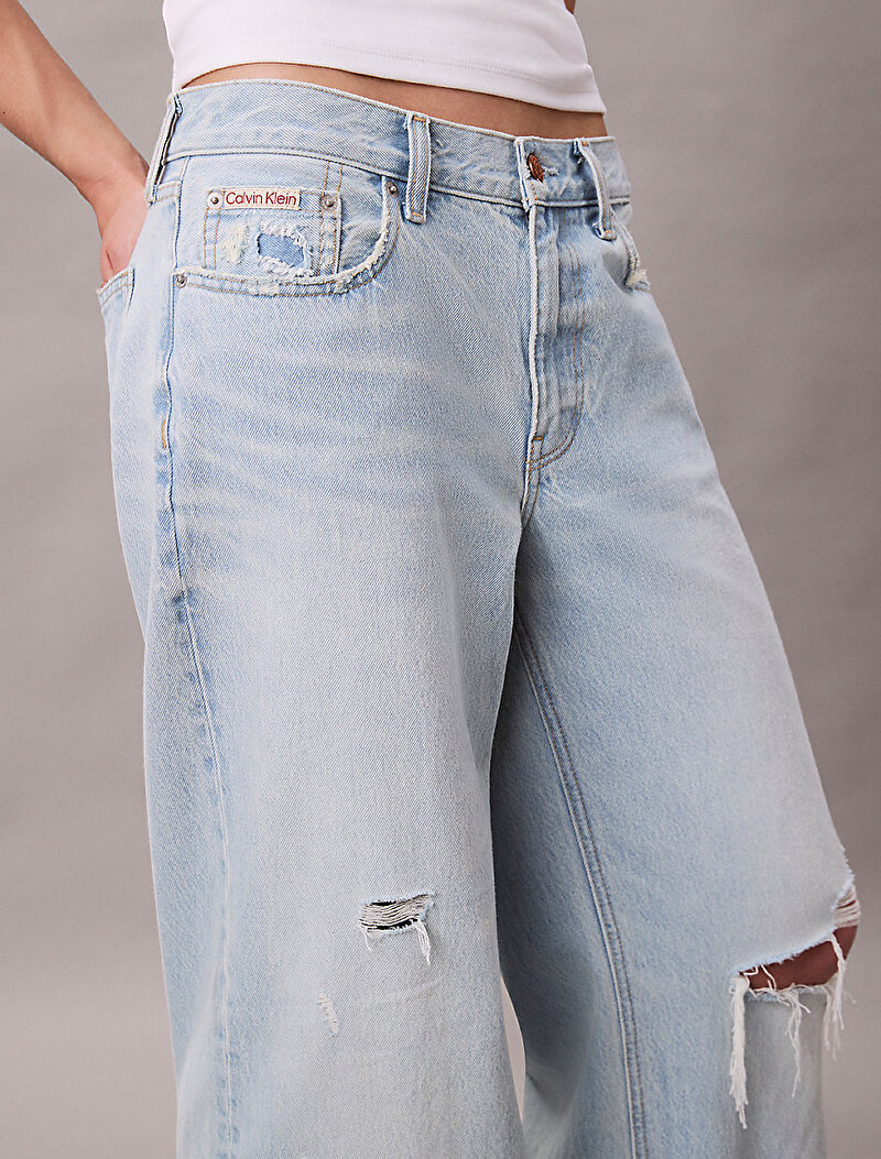 Calvin Klein Mavi Renkli Kadın Low Rise Baggy Jean Pantolon