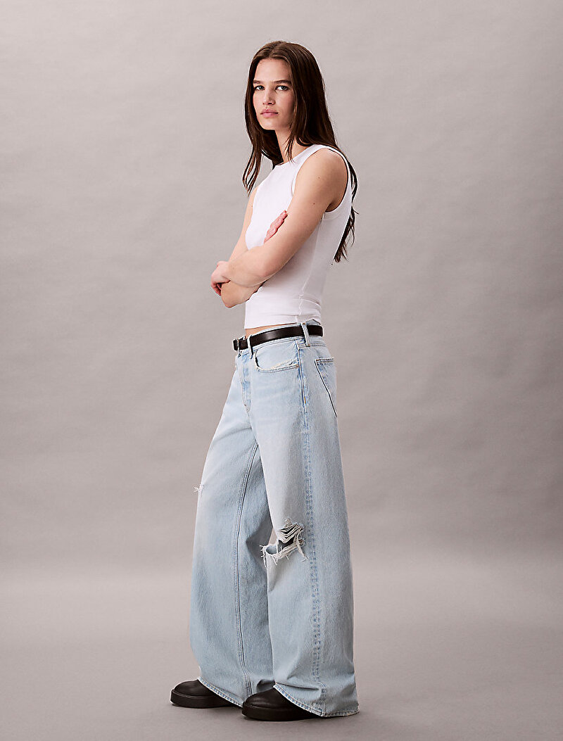 Calvin Klein Mavi Renkli Kadın Low Rise Baggy Jean Pantolon