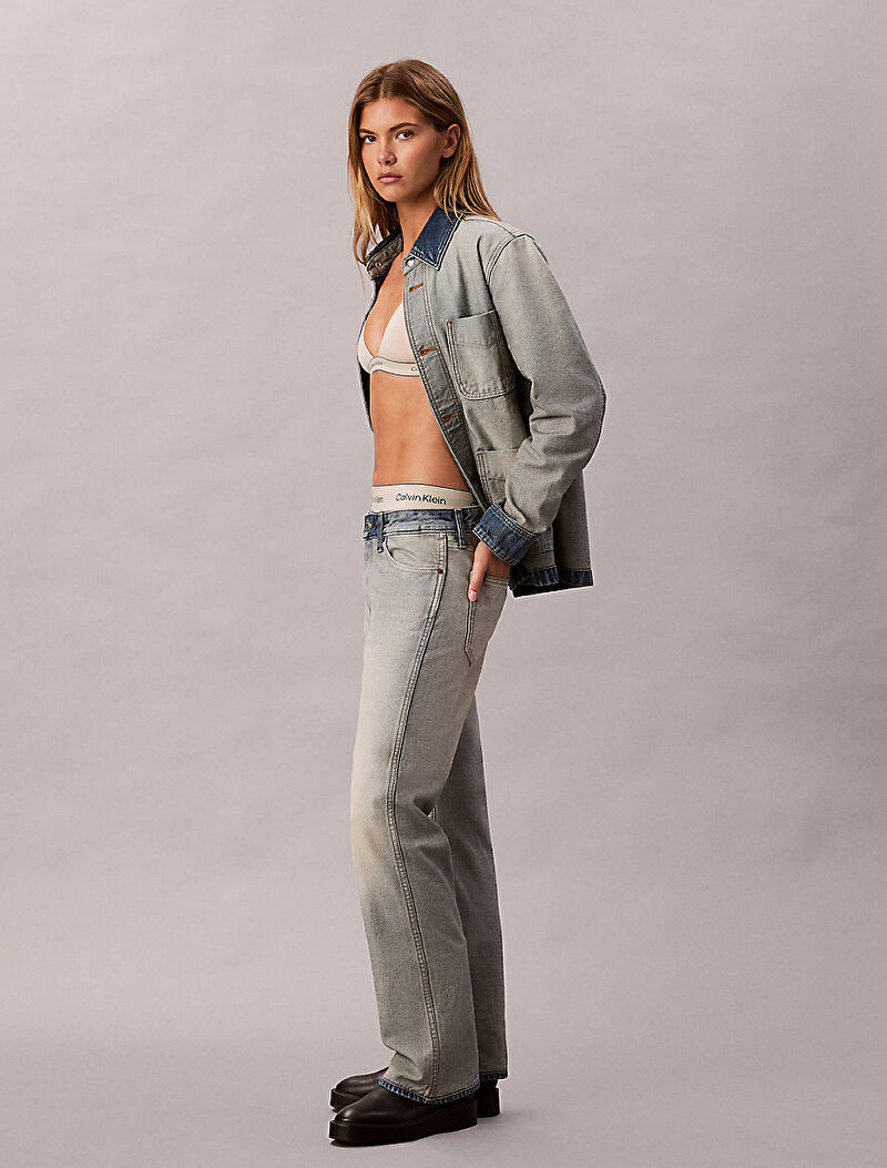 Calvin Klein Mavi Renkli Kadın Relaxed Bootcut Jean Pantolon