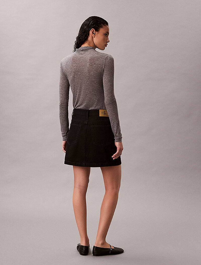 Calvin Klein Siyah Renkli Kadın Denim Mini Wrap Etek