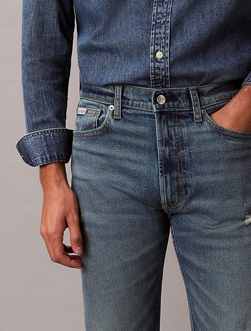 Calvin Klein Mavi Renkli Erkek Standard Straight Jean Pantolon