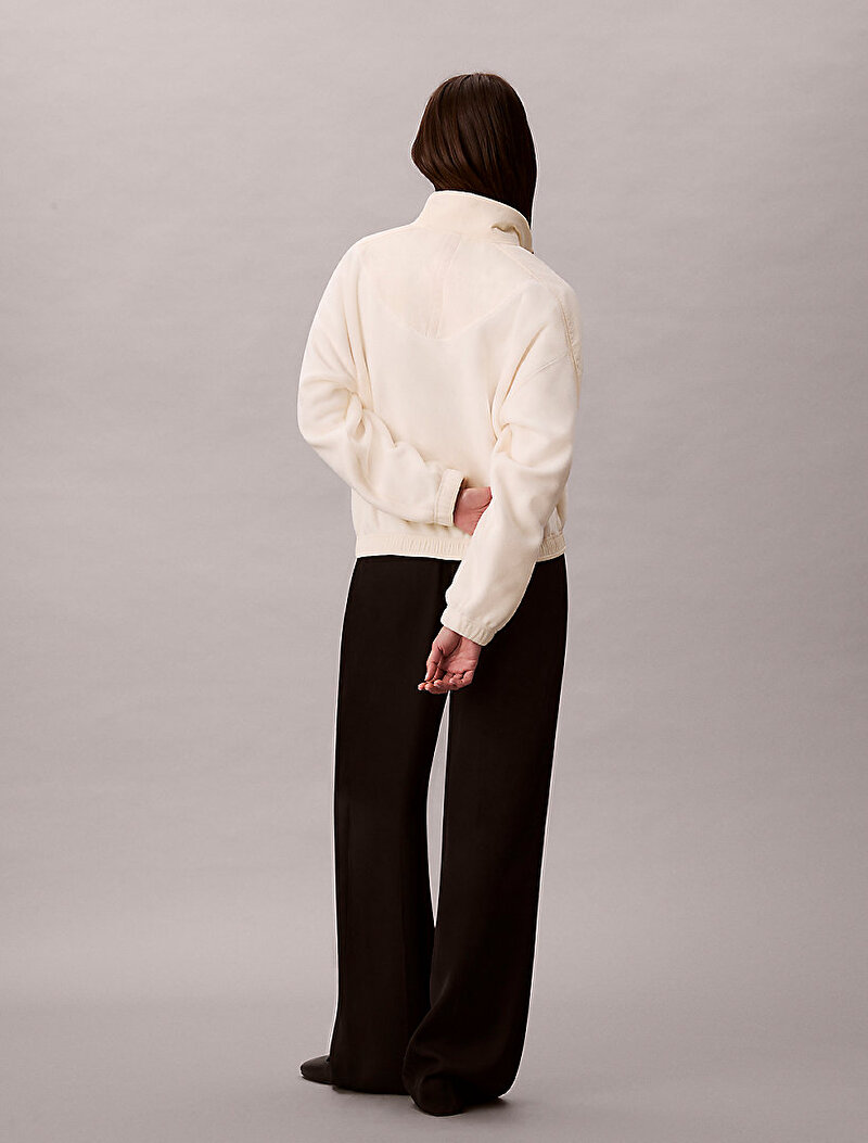 Calvin Klein Beyaz Renkli Kadın 1/4 ZIP Mixed Media Sweatshirt