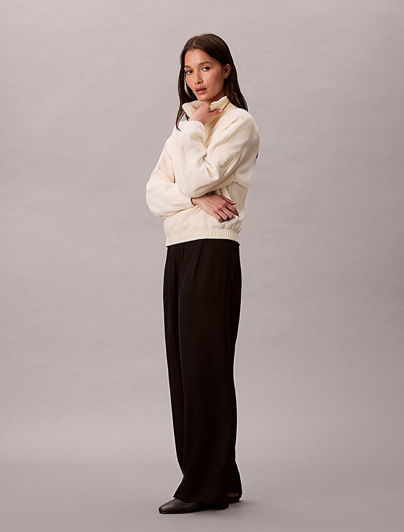 Calvin Klein Beyaz Renkli Kadın 1/4 ZIP Mixed Media Sweatshirt