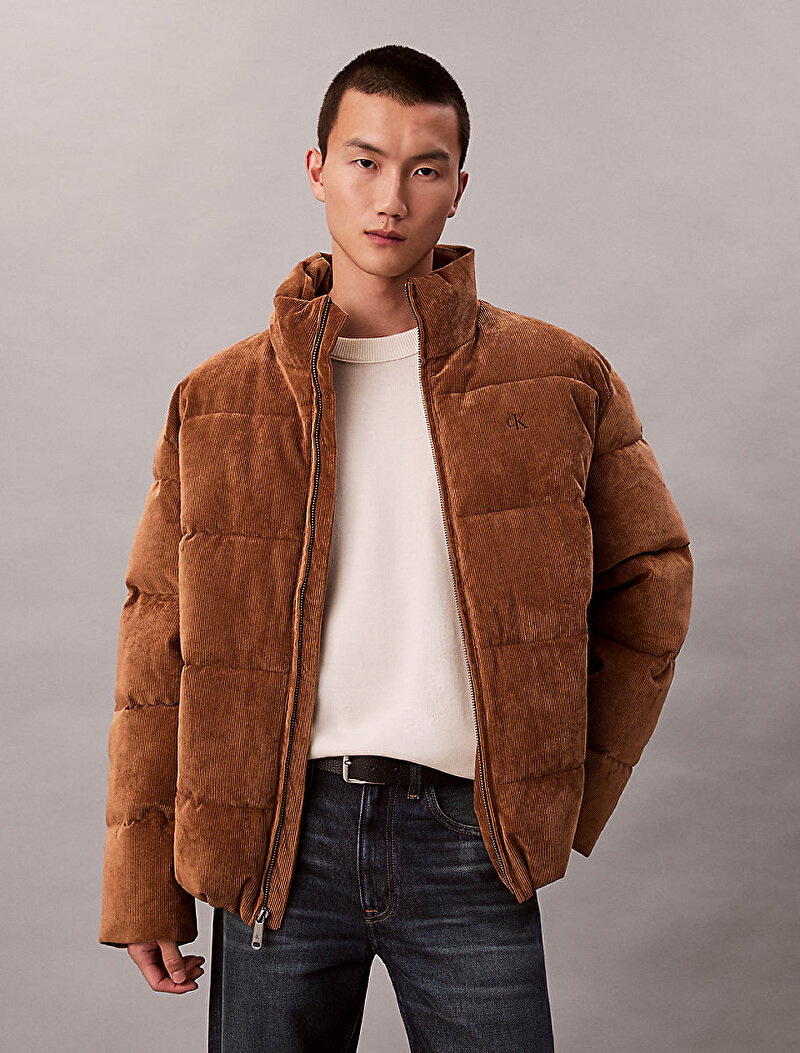 Calvin Klein Kahverengi Renkli Erkek Corduroy Mont